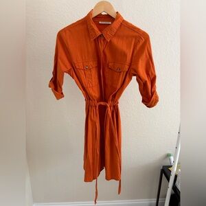 Speed Control Orange Mini Shirt Dress